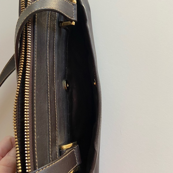 Vintage Y2K Baguette Ralph Lauren Brown Leather Shoulder Bag Double Handle - Picture 9 of 10